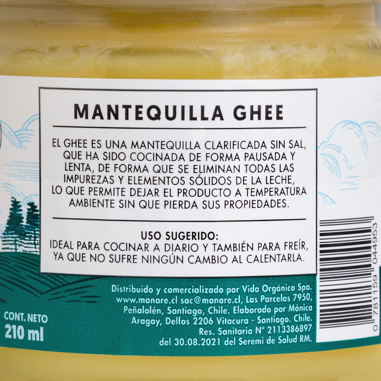 Ghee mantequilla clarificada Manare (210 mL)